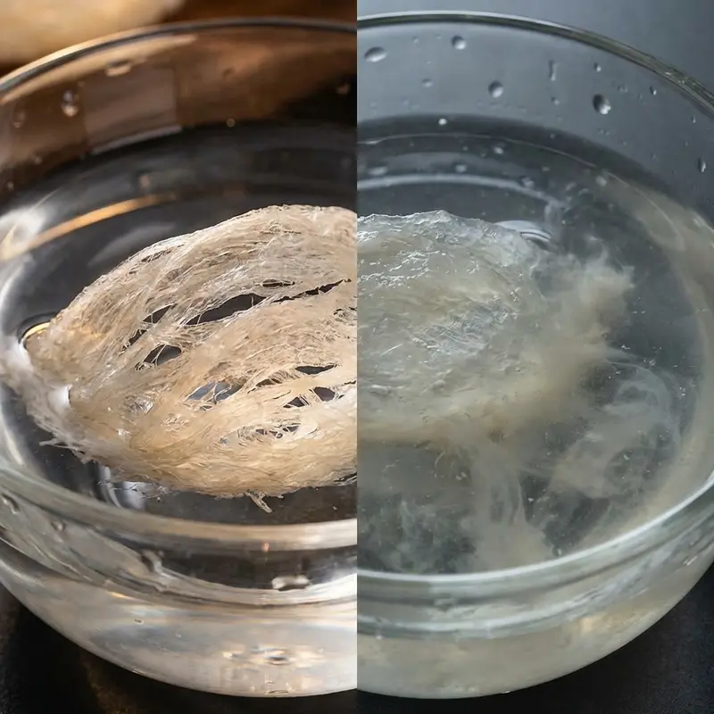 Phân biệt yến sào thật và giả qua phản ứng ngâm nước