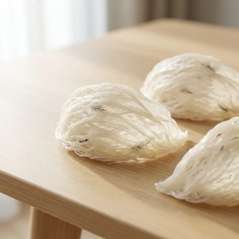 Yến tai hình khum tròn thường chứa ít tạp chất và lông tơ hơn yến góc.