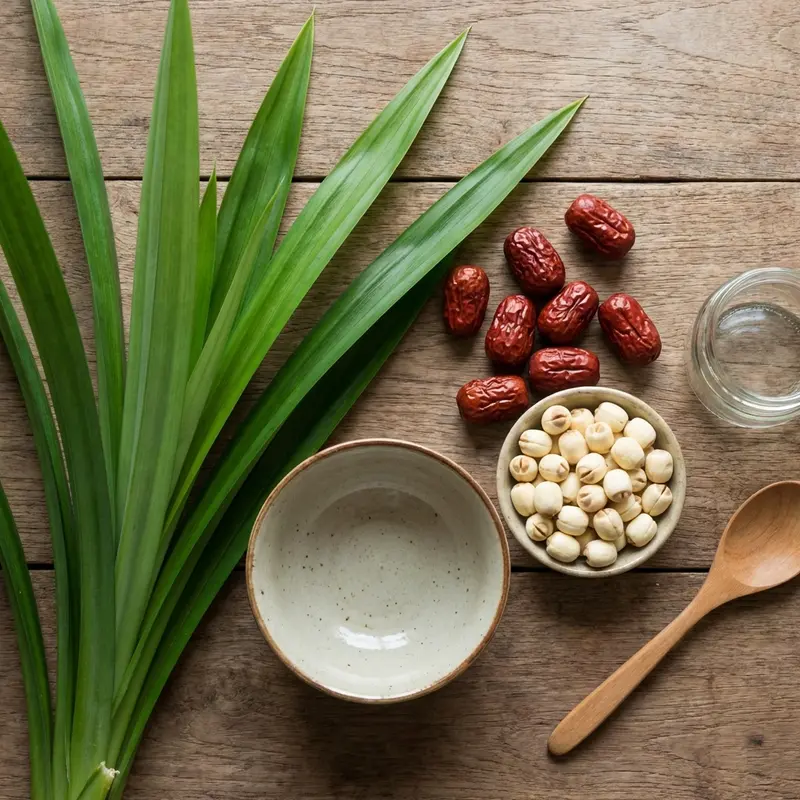 Các nguyên liệu thay thế gừng như lá dứa, táo đỏ và hạt sen.