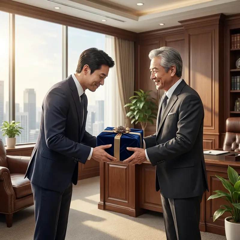 Sự tinh tế trong cách trao quà thể hiện sự chuyên nghiệp và tôn trọng lãnh đạo.