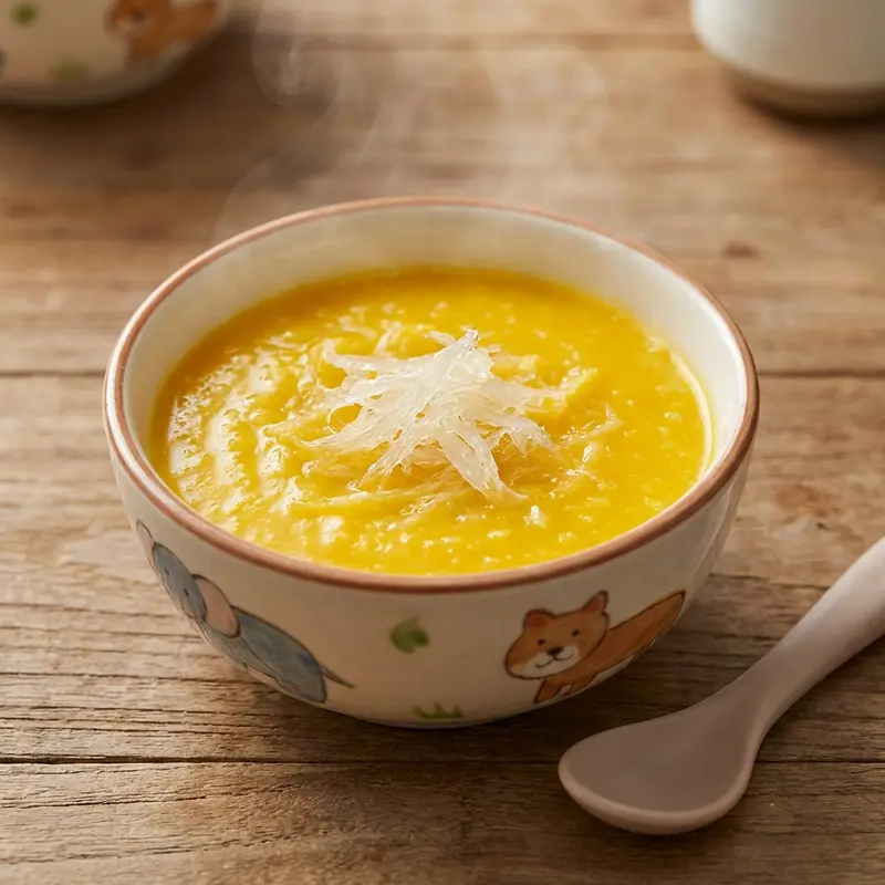 Cháo yến sào bí đỏ thơm ngon, ngọt tự nhiên kích thích bé ăn ngoan.