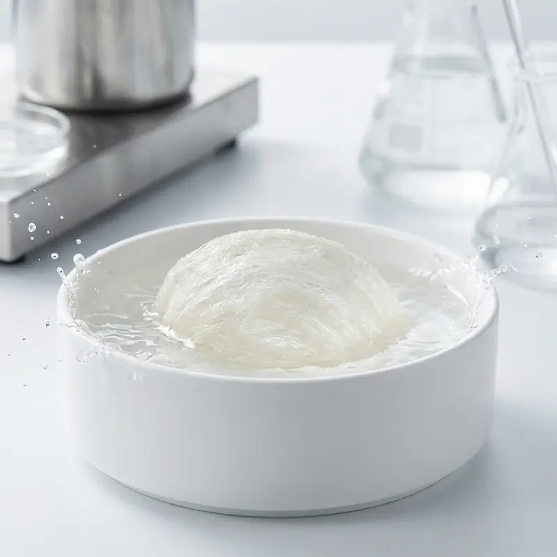 Quá trình làm sạch tổ yến bằng nước tinh khiết trong môi trường vô trùng.