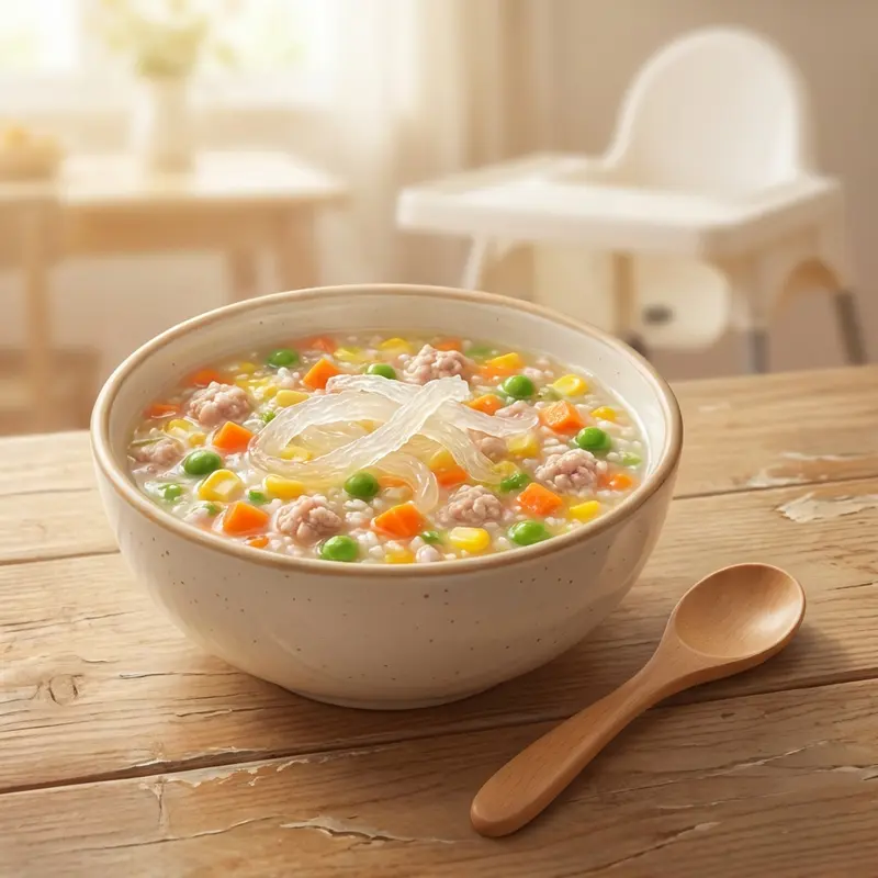 Cháo yến sào thịt bằm rau củ – Bữa ăn dặm hoàn hảo.