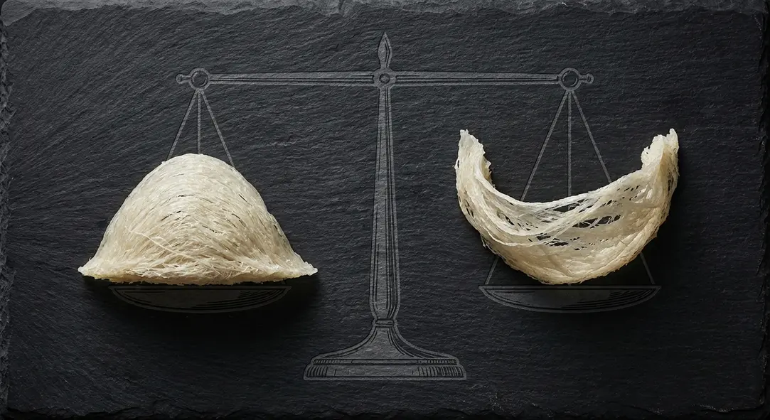 So sánh trực quan hình dáng giữa yến ngang (trái) và yến xiên (phải).