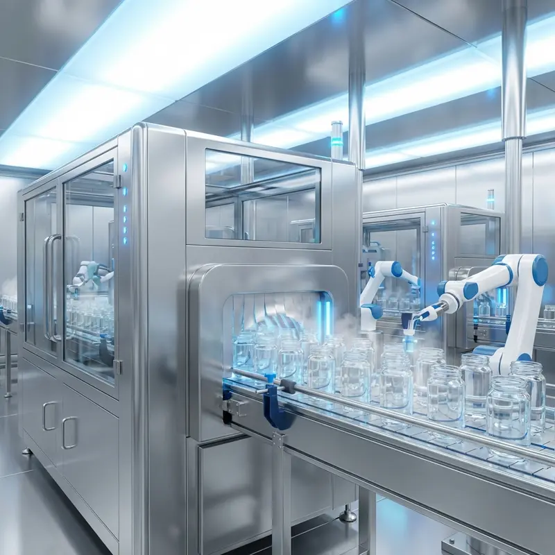 Hệ thống tiệt trùng khép kín công nghệ cao ứng dụng trong sản xuất yến hũ.