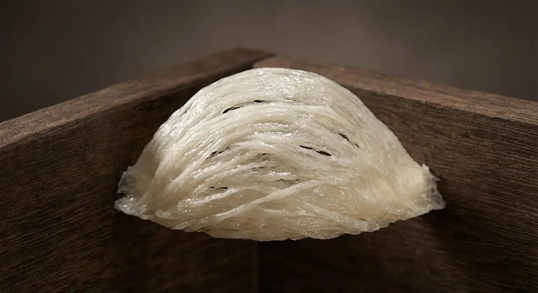 Tổ yến ngang với hình dáng tam giác đều, vững chãi được xây ở góc 90 độ.