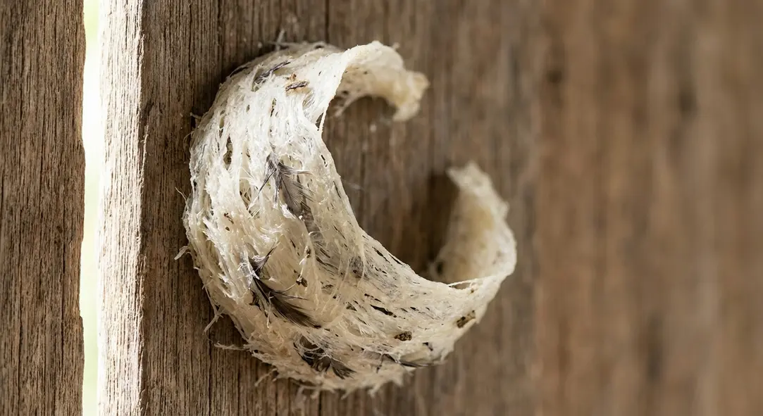 Tổ yến xiên có hình dáng chữ C đặc trưng khi được xây trên bề mặt phẳng.