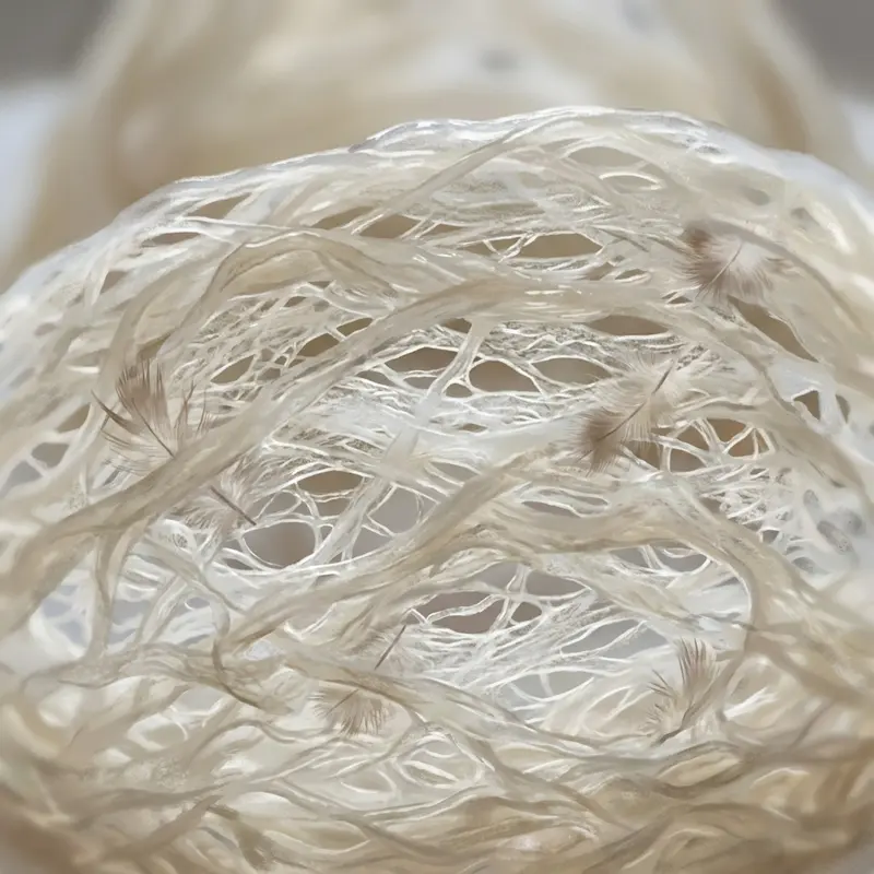 Lòng tổ yến có lớp xơ mướp thưa giúp rút ngắn đáng kể thời gian nhặt lông.