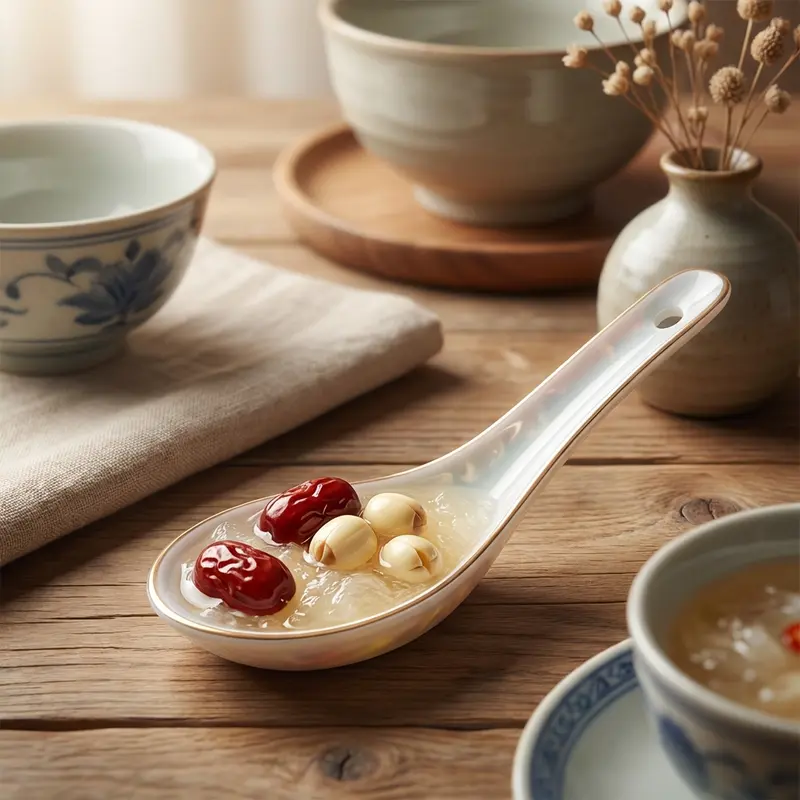 Yến chưng hạt sen và táo đỏ hỗ trợ an thần cực tốt.