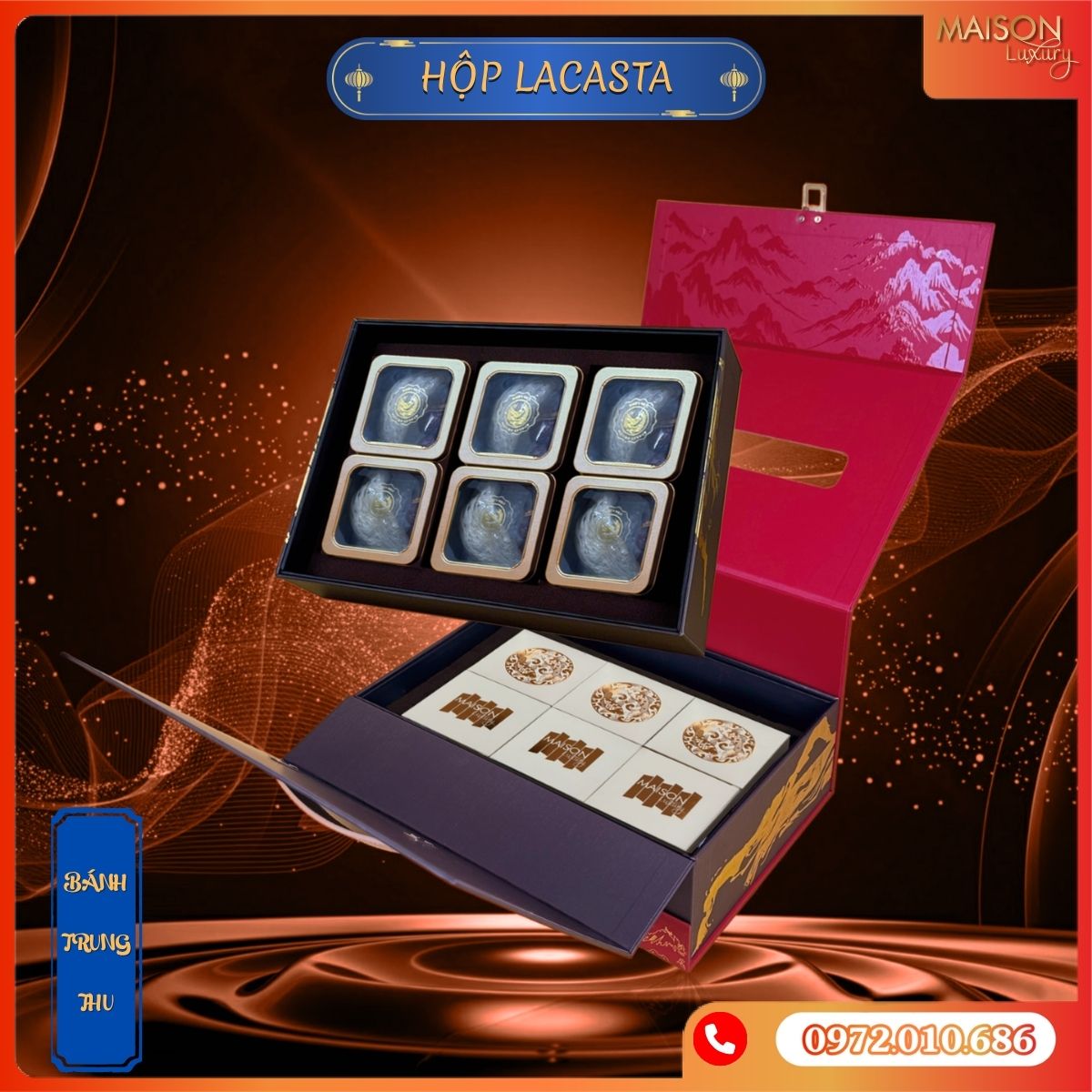 Hộp bánh trung thu Maison Luxury - Lacasta - Hộp quà 2 tầng cao cấp